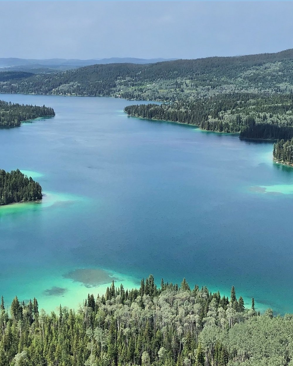 Sulphurous Lake aus der Luft, Wasser und Wald in British Columbia